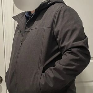 Tommy Hilfiger Water/Wind Resistant Coat/Jacket (Size XL) Zipper With Hood Gray